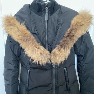 Mackage Winter Coat. Black with leather details.